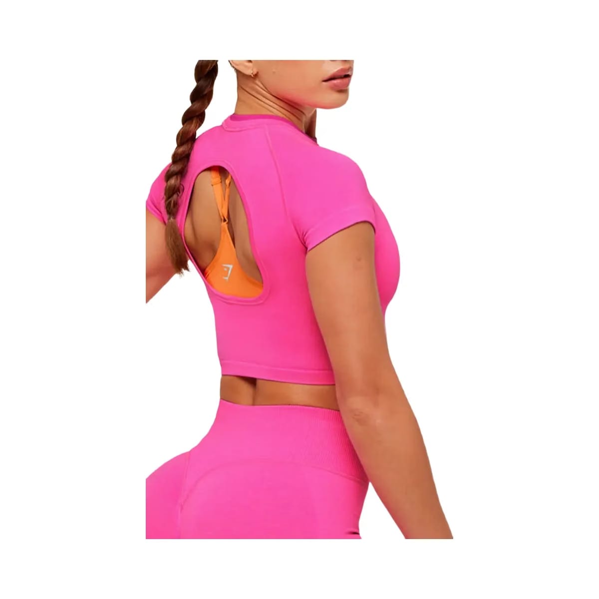 Gymshark Interval Seamless Short Sleeve Crop Top "Electric Pink Super-Set Pink"