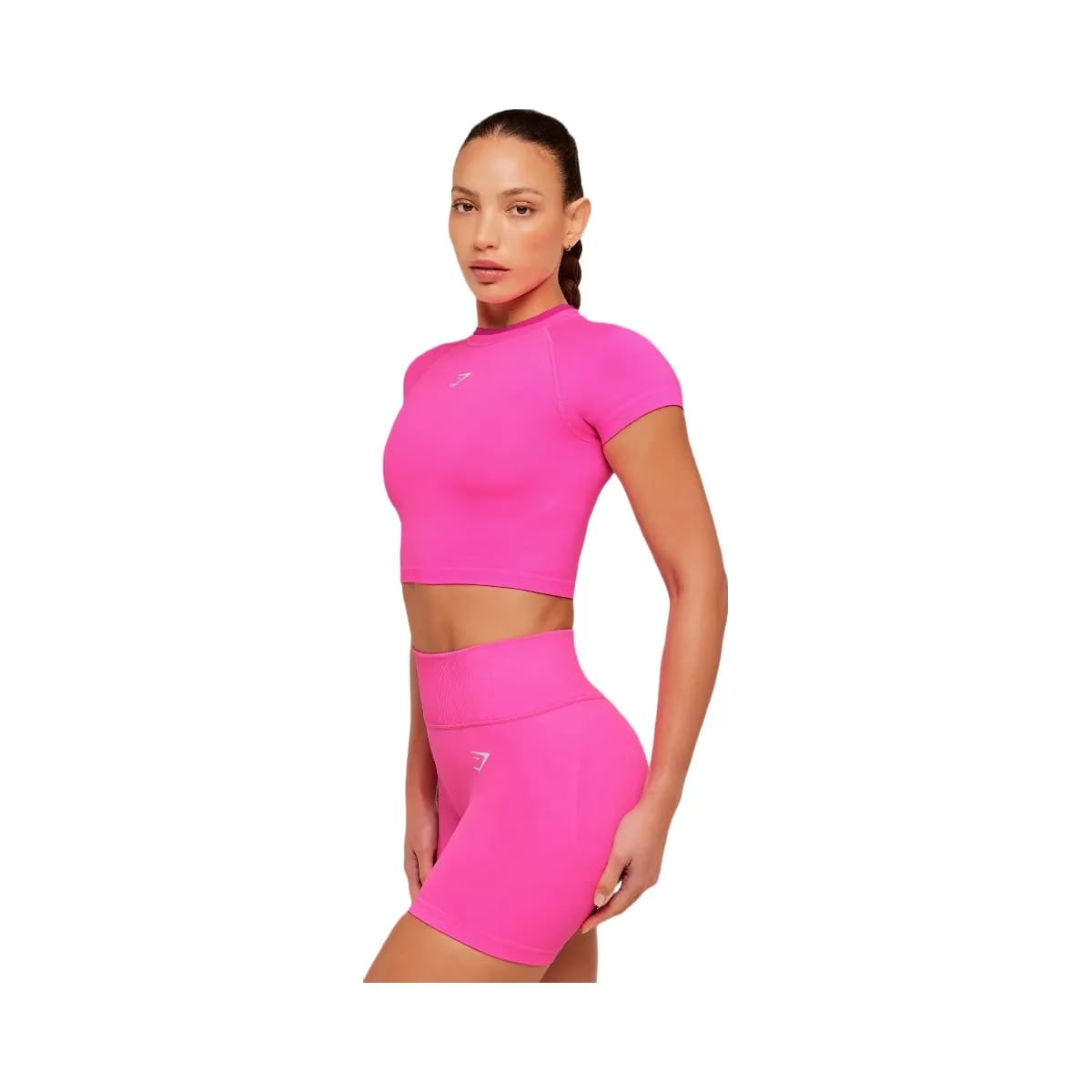 Gymshark Interval Seamless Short Sleeve Crop Top "Electric Pink Super-Set Pink"