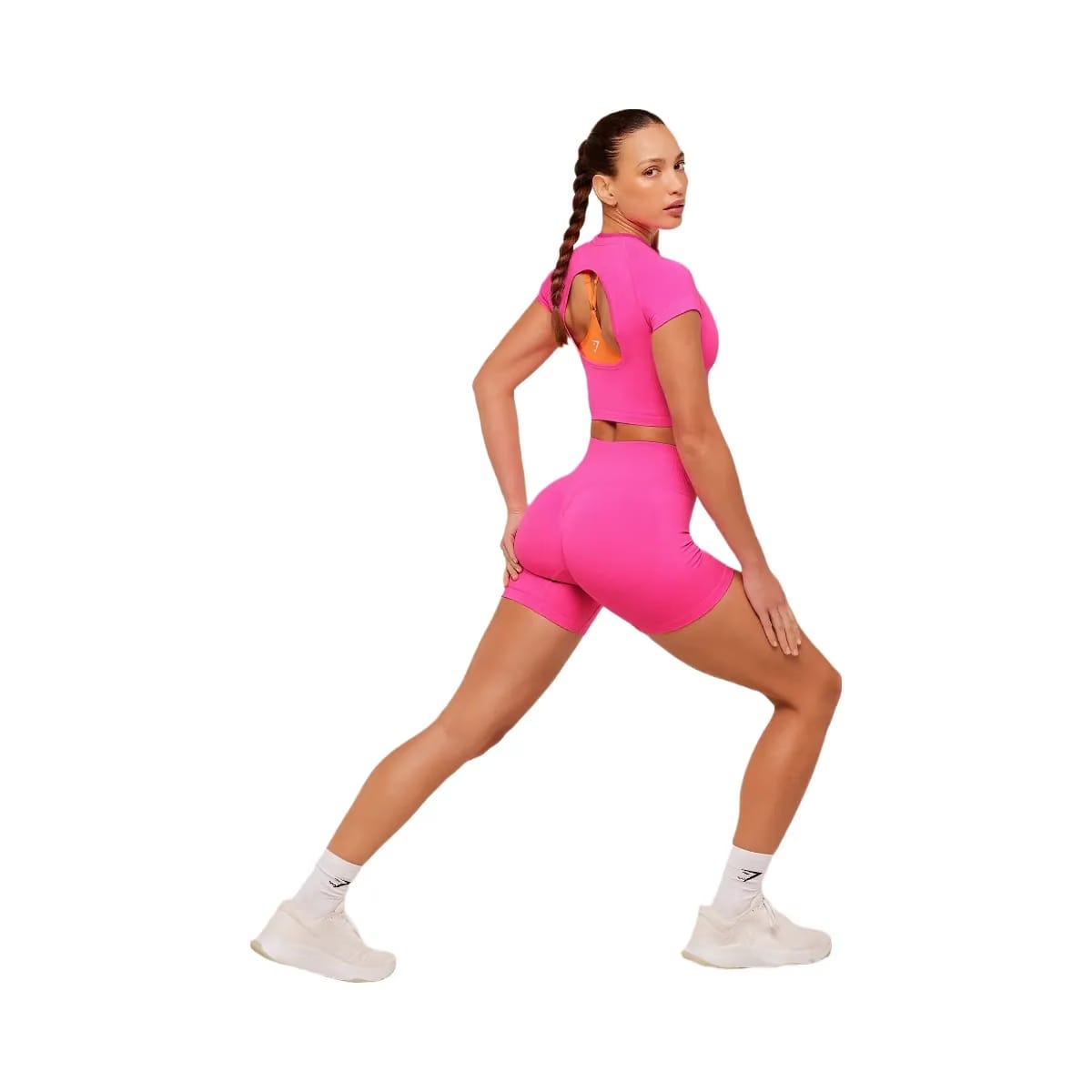 Gymshark Interval Seamless Short Sleeve Crop Top "Electric Pink Super-Set Pink"