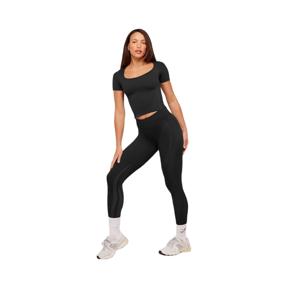 Gymshark Weekend Seamless Short Sleeve Top "GS Black GS Asphalt Grey"