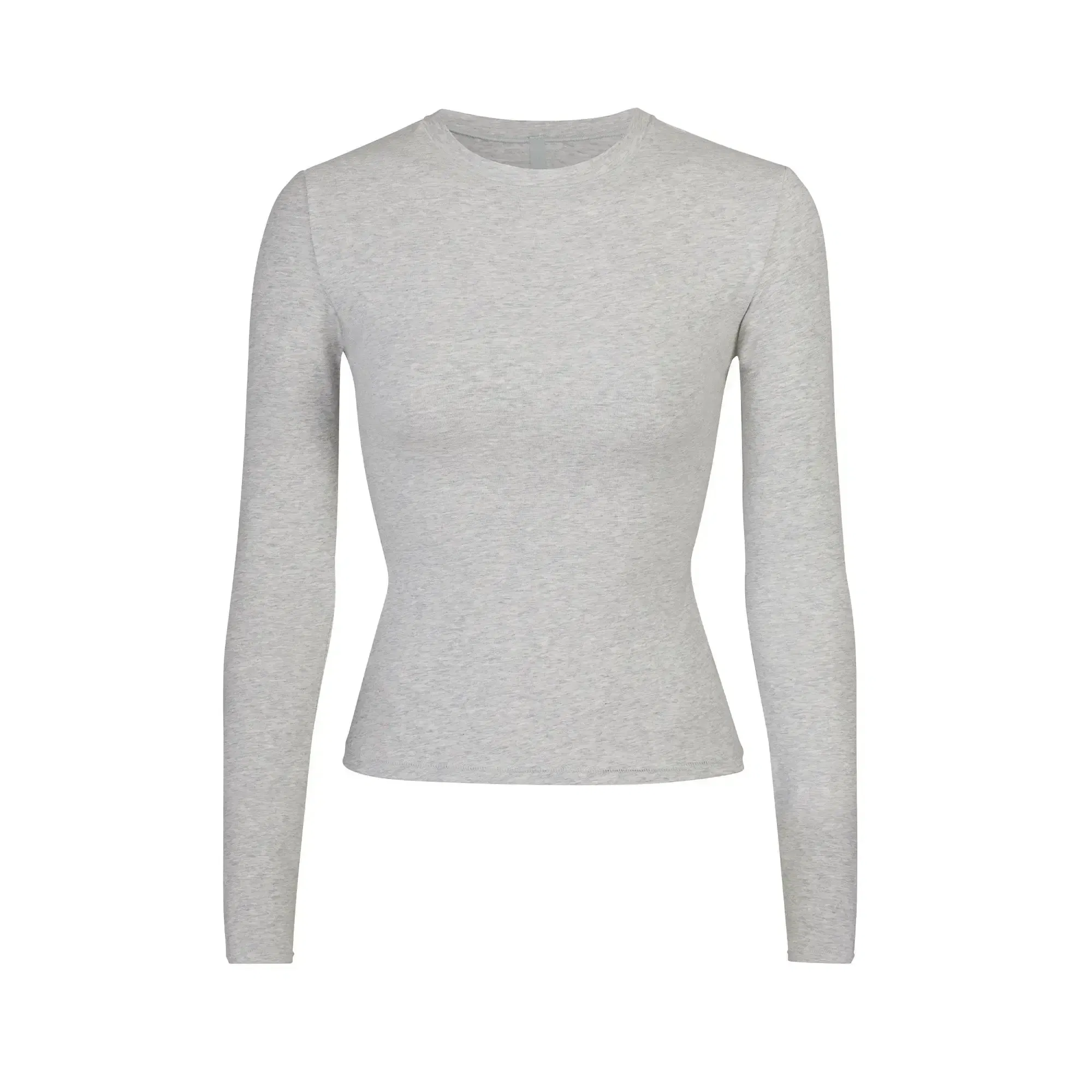 Skims Cotton Jersey Long Sleeve T-Shirt Light Heather Grey