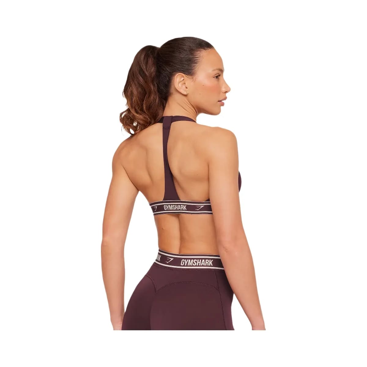 Gymshark Light Support Halter Neck Logo Sports Bra "Cherry Purple"