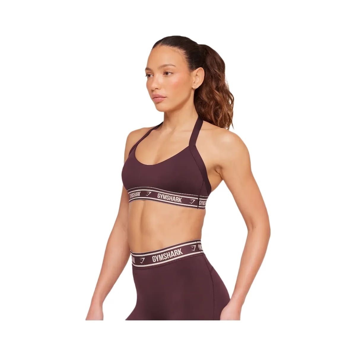 Gymshark Light Support Halter Neck Logo Sports Bra "Cherry Purple"