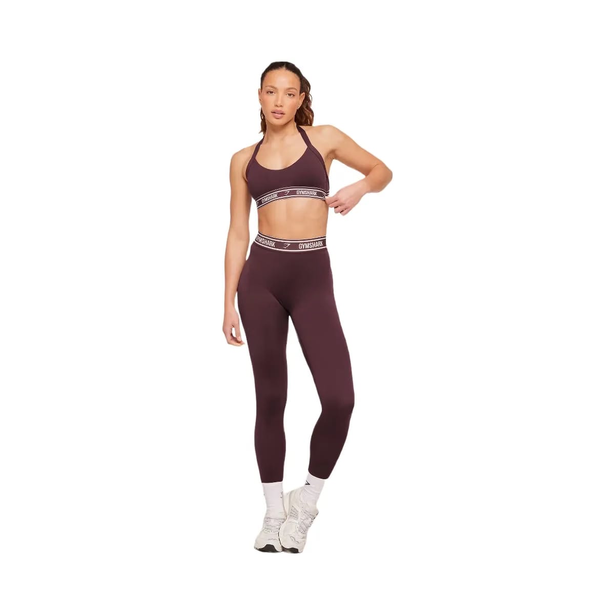 Gymshark Light Support Halter Neck Logo Sports Bra "Cherry Purple"