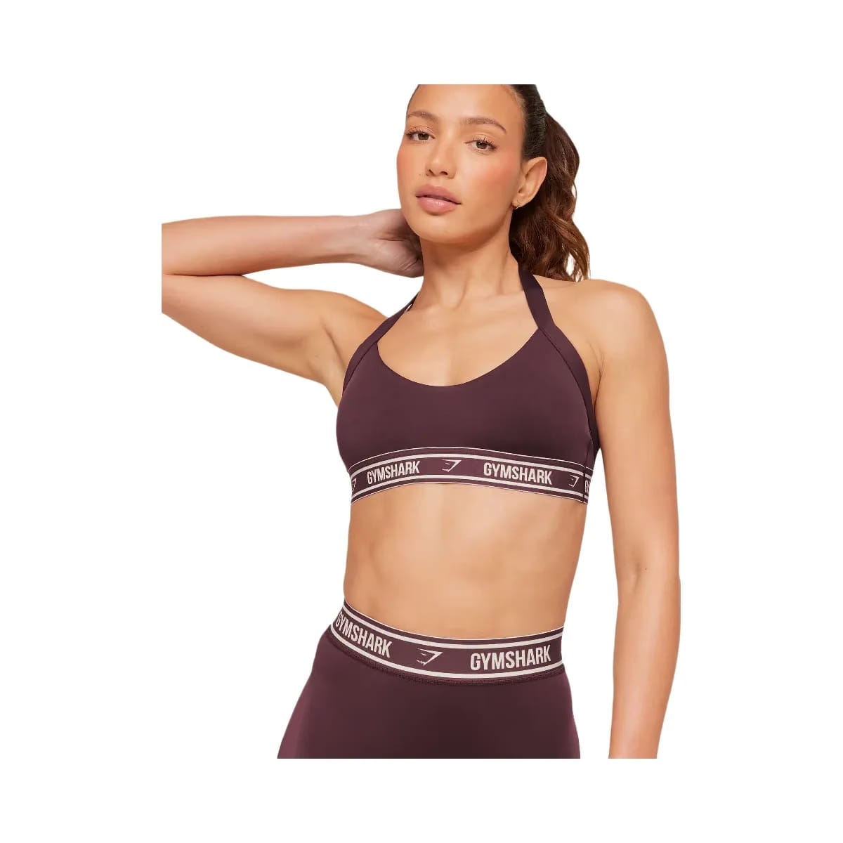 Gymshark Light Support Halter Neck Logo Sports Bra "Cherry Purple"