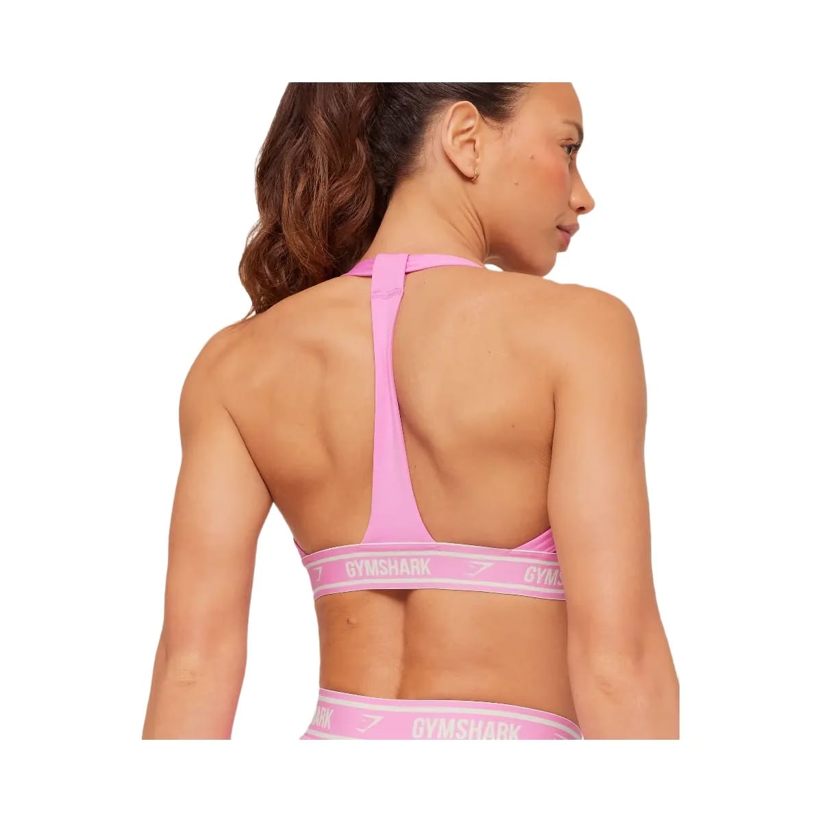 Gymshark Light Support Halter Neck Logo Sports Bra "Focus Pink"