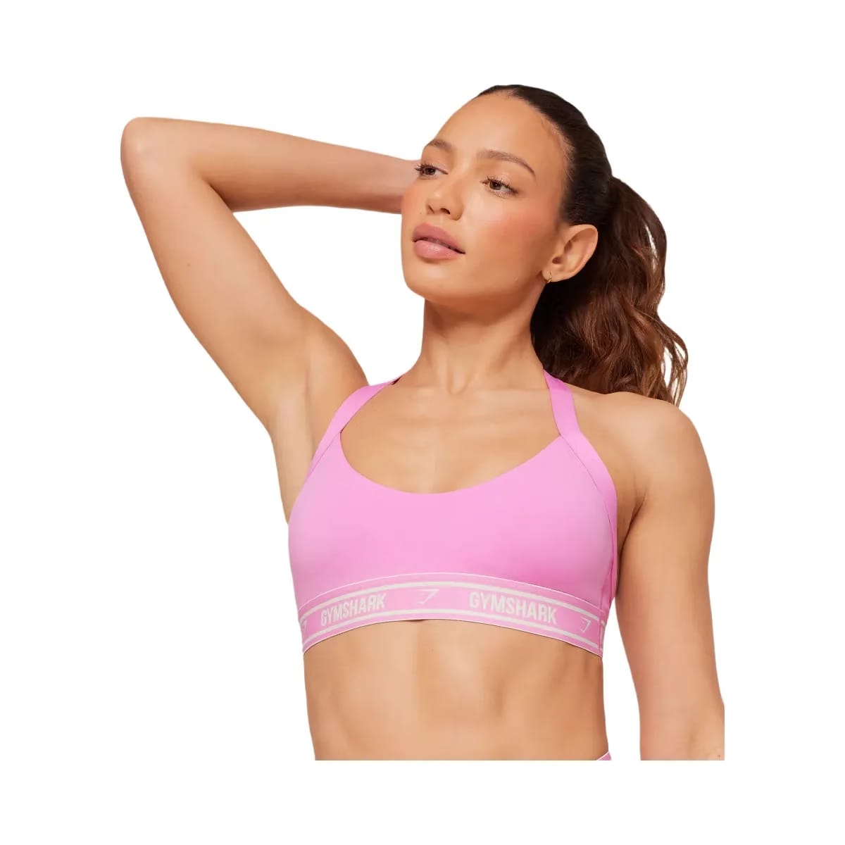 Gymshark Light Support Halter Neck Logo Sports Bra "Focus Pink"