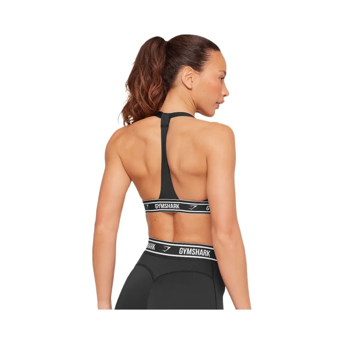 Gymshark Light Support Halter Neck Logo Sports Bra "Black"