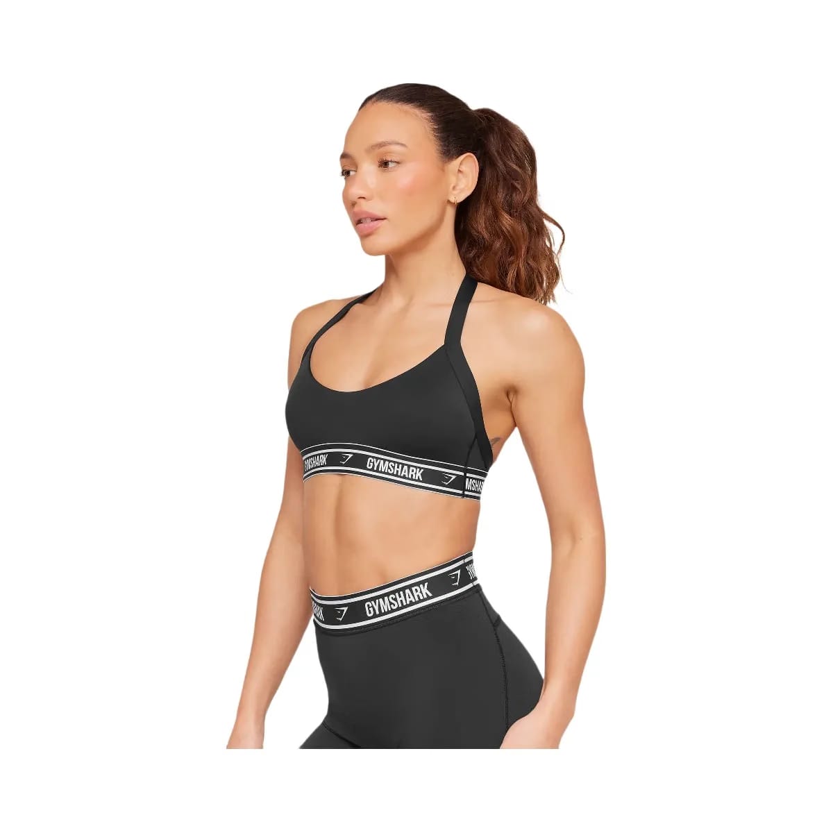 Gymshark Light Support Halter Neck Logo Sports Bra "Black"