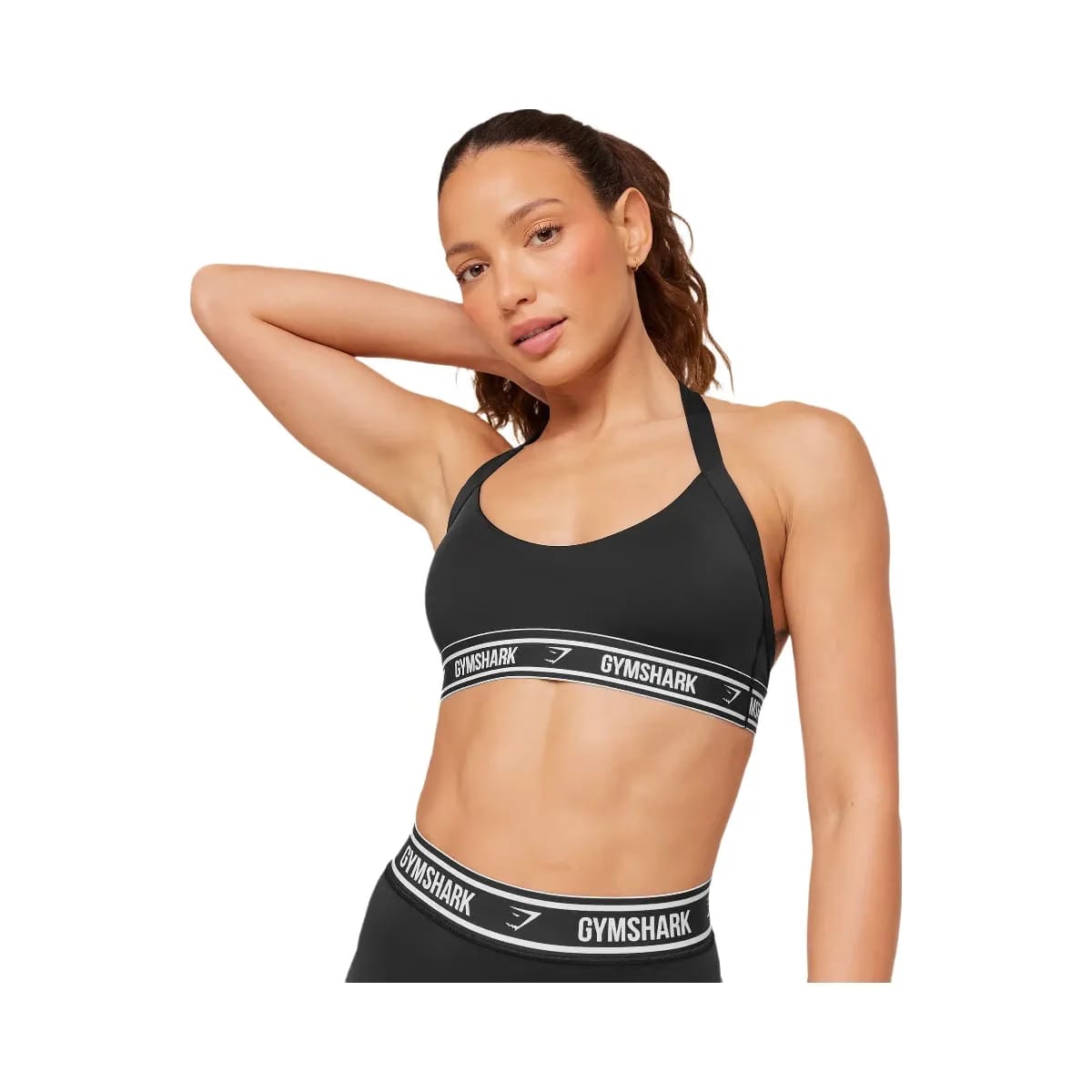 Gymshark Light Support Halter Neck Logo Sports Bra "Black"