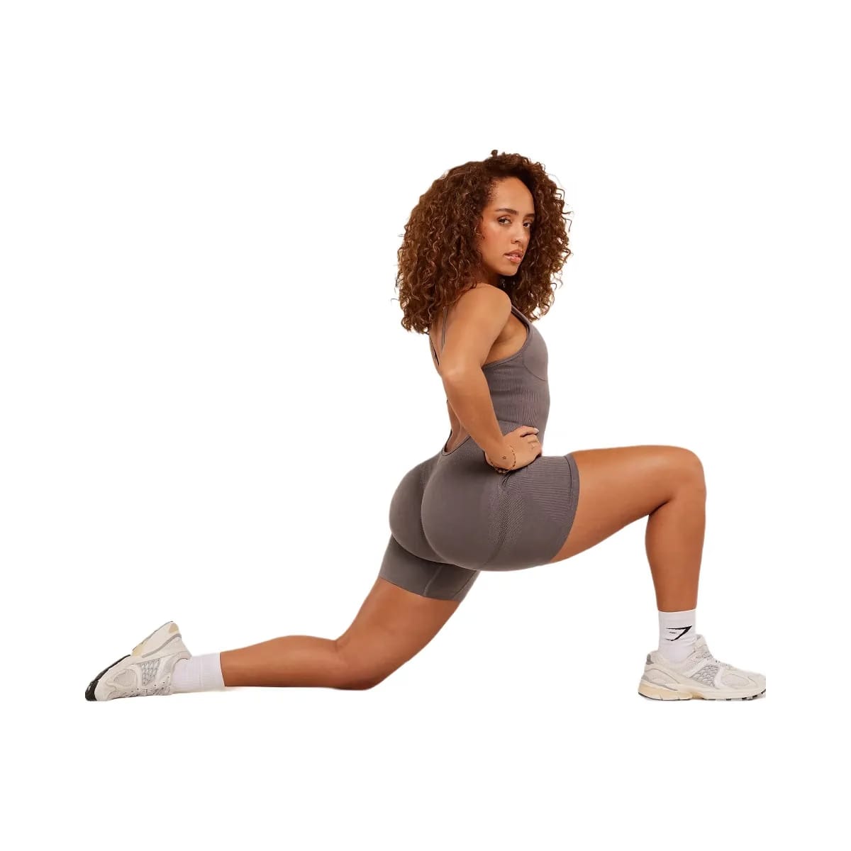 Gymshark Lift Seamless Strappy All in One "Cool Brown"