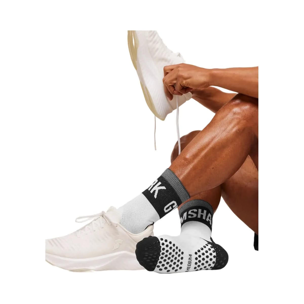 Gymshark Hybrid Training Grip Socks Single "White Black"