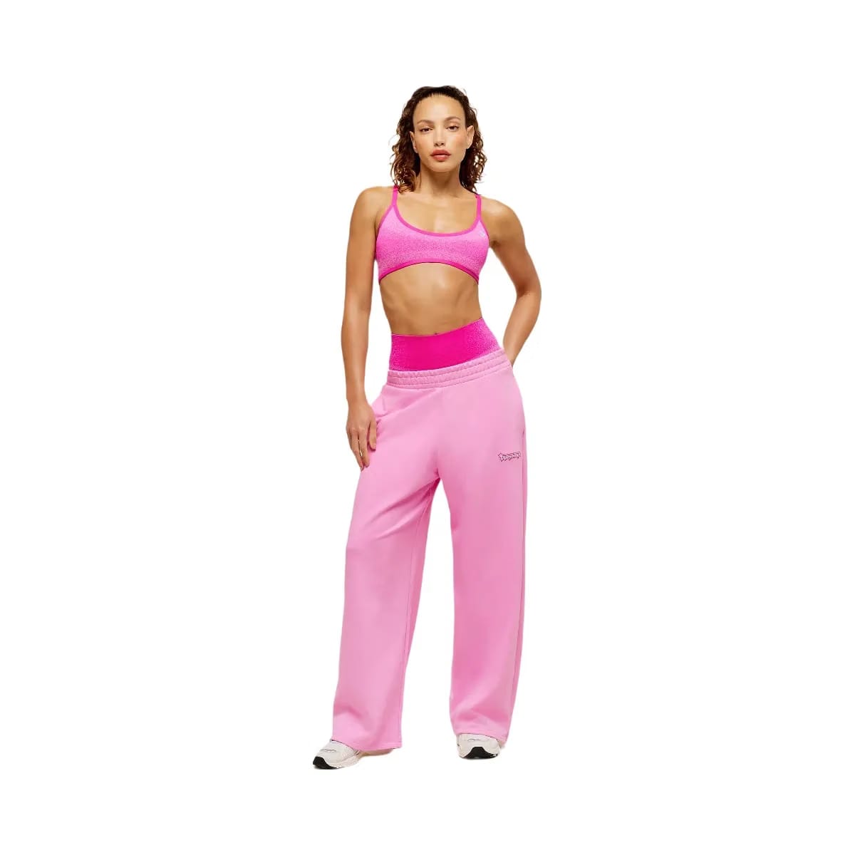 Gymshark Script Embroidery Wide Leg Pants "Focus Pink"