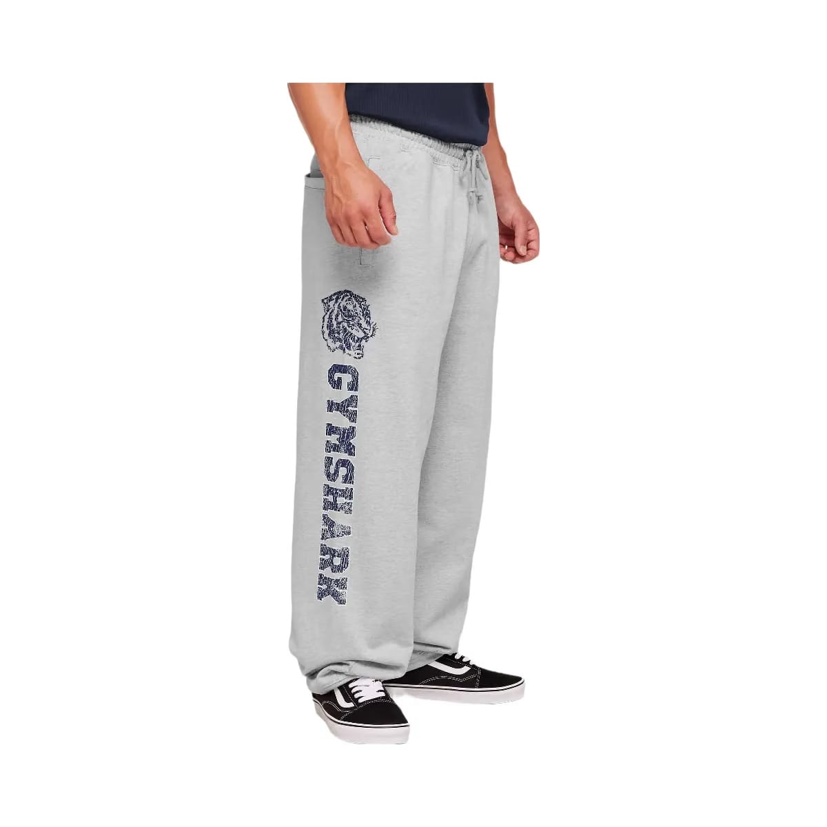 Gymshark Retro Collegiate Graphic Wide Leg Pants "Bros Soft Grey Marl"