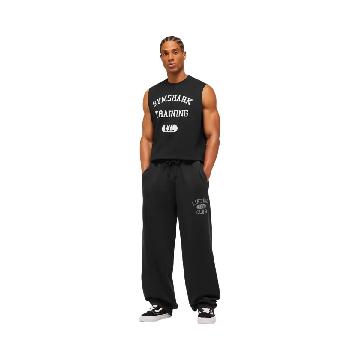 Gymshark Retro Collegiate Graphic Wide Leg Pants "Black"