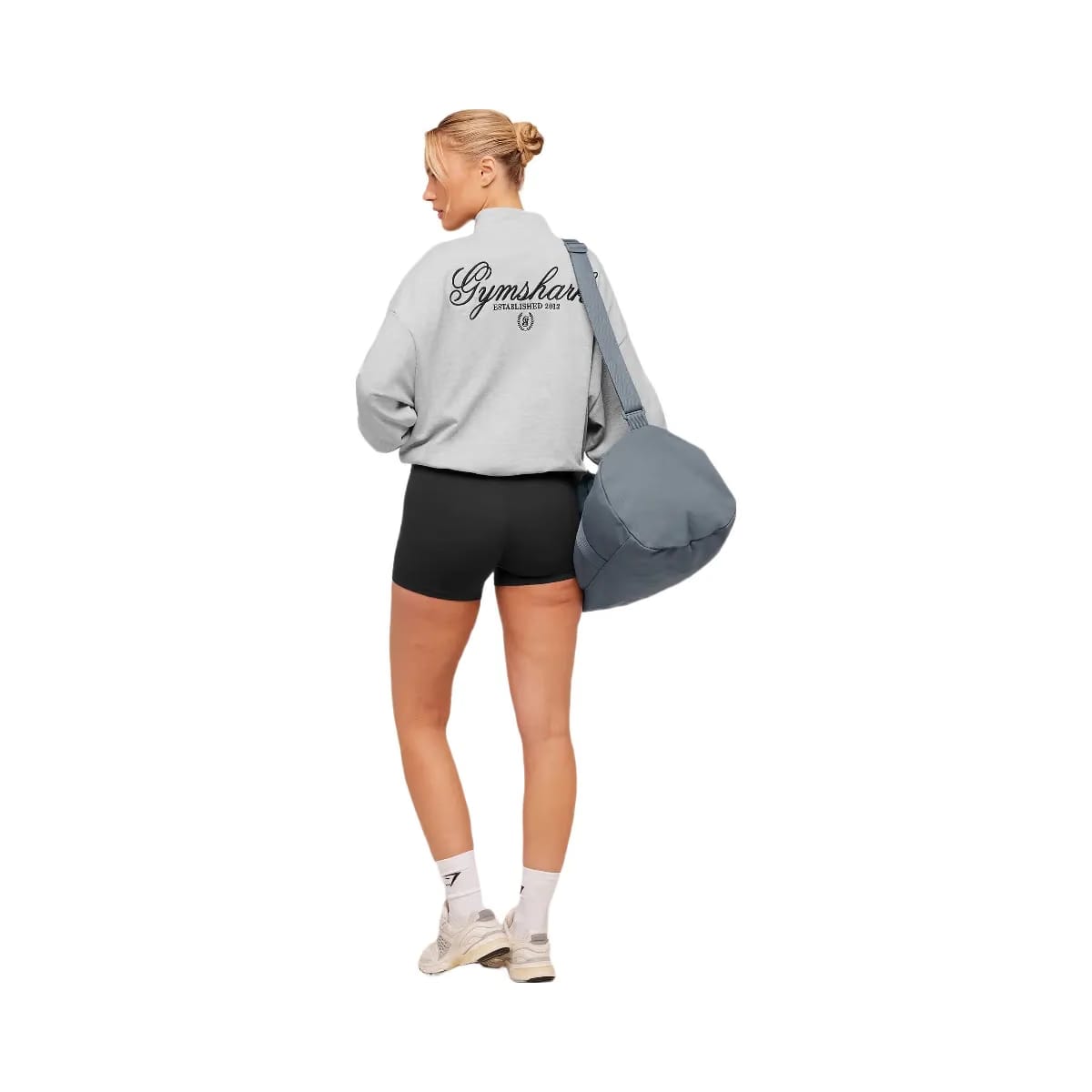 Gymshark Script Embroidery Oversized Zip Through "Light Grey Core Marl"