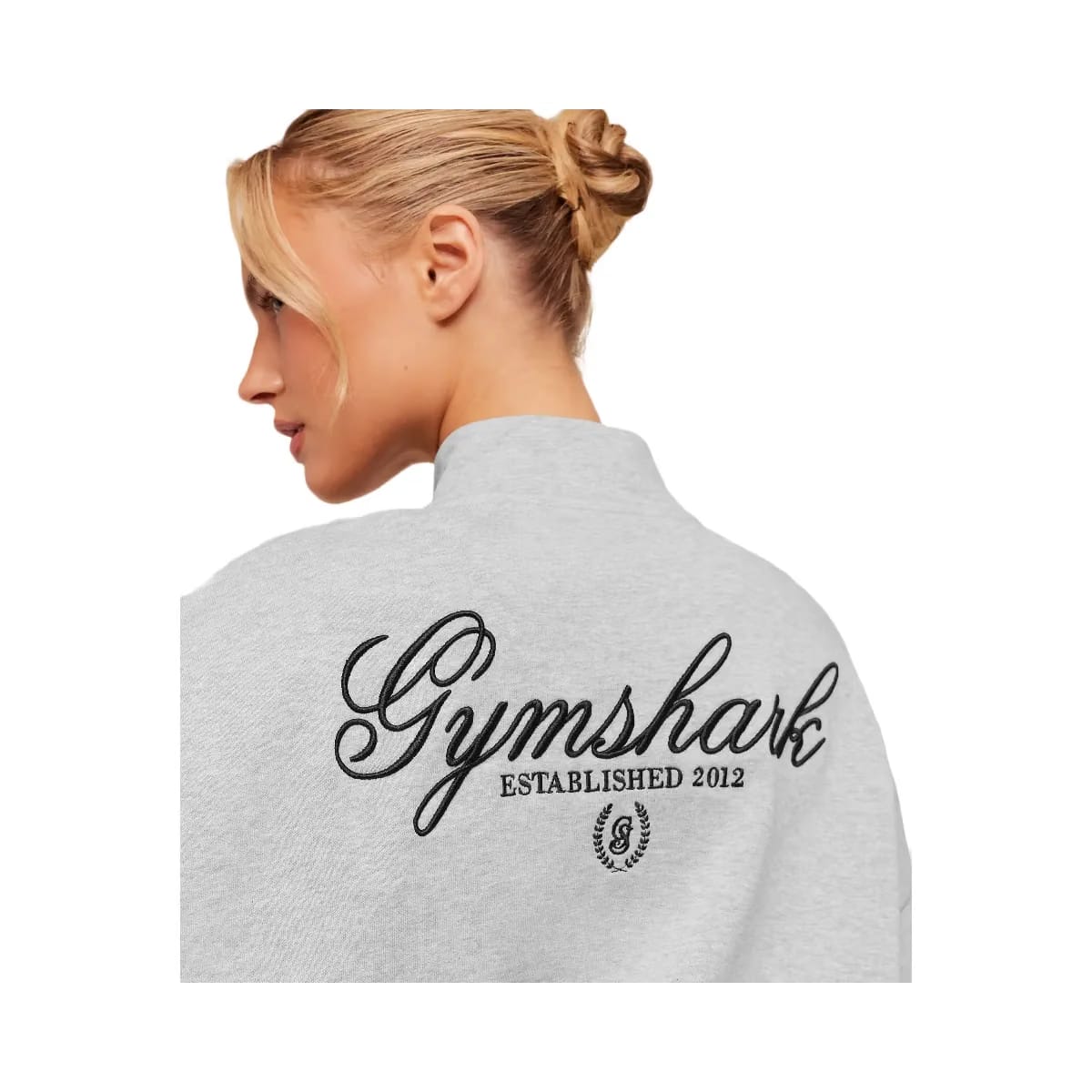 Gymshark Script Embroidery Oversized Zip Through "Light Grey Core Marl"