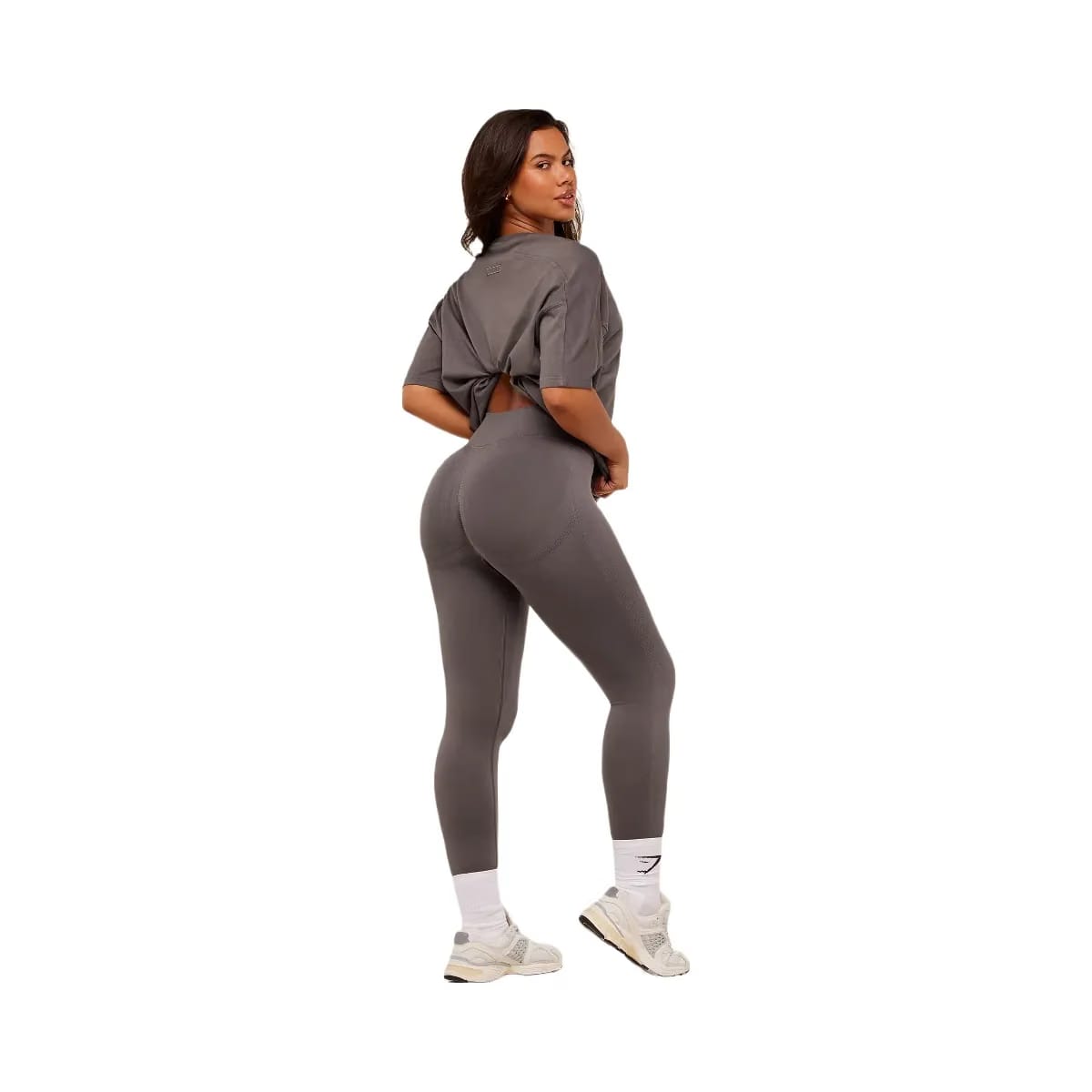 Gymshark Pump Cover Structured Fleece Top "GS Cool Brown WASH"