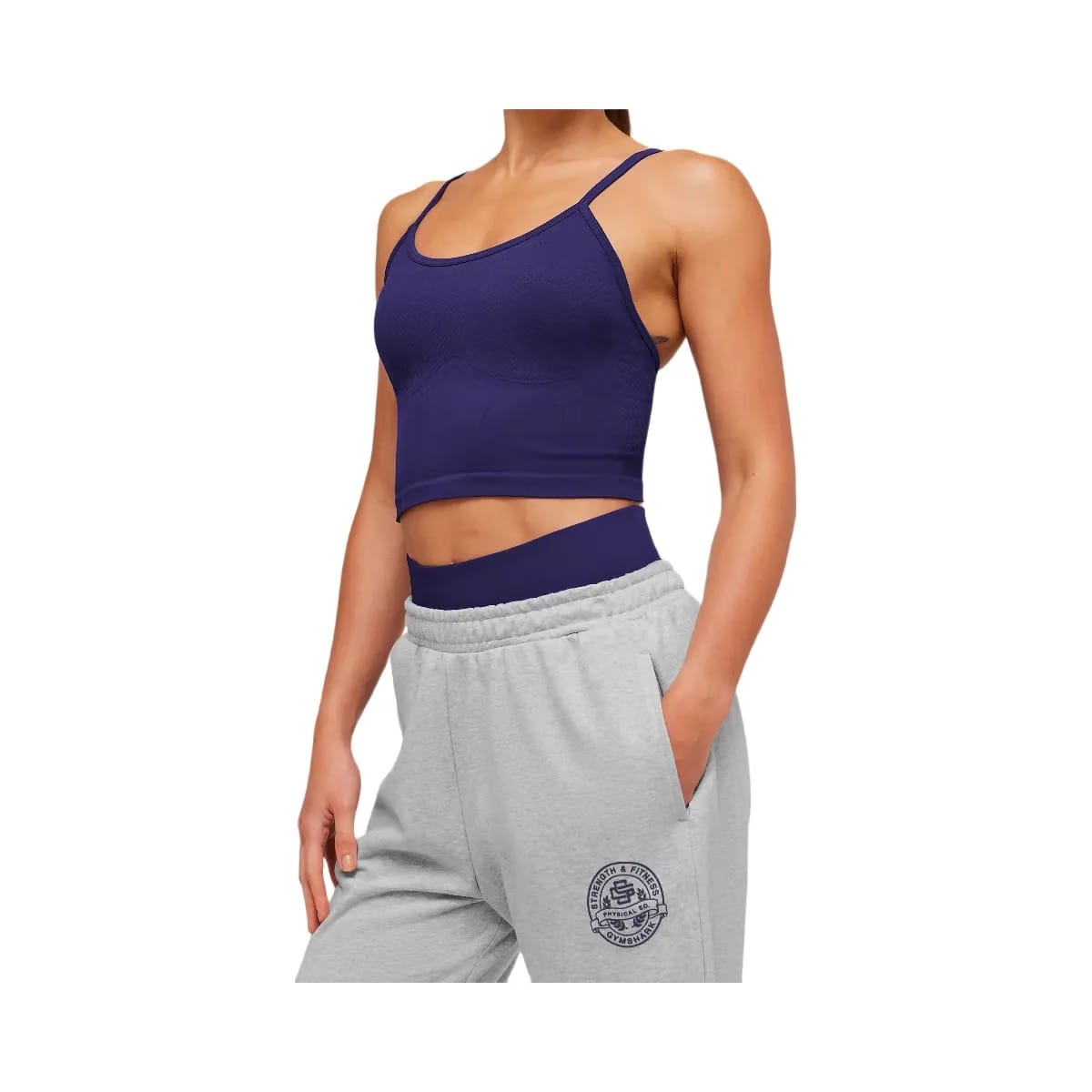 Gymshark Strength and Fitness Crest Graphic Joggers "Light Grey Core Marl"