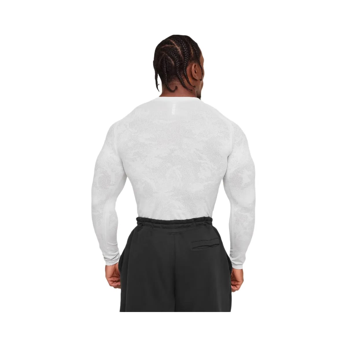 Gymshark Geo Seamless Long Sleeve T-Shirt "White Light Grey"