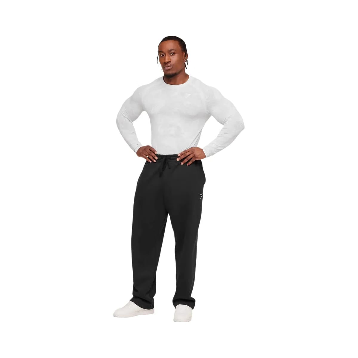 Gymshark Geo Seamless Long Sleeve T-Shirt "White Light Grey"