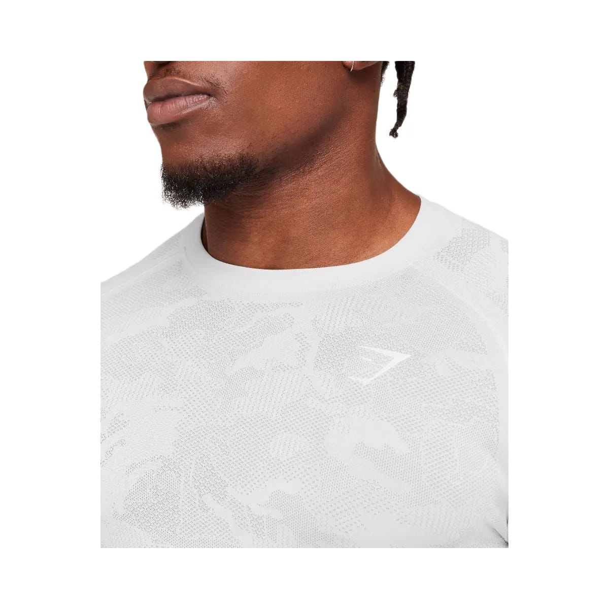 Gymshark Geo Seamless Long Sleeve T-Shirt "White Light Grey"