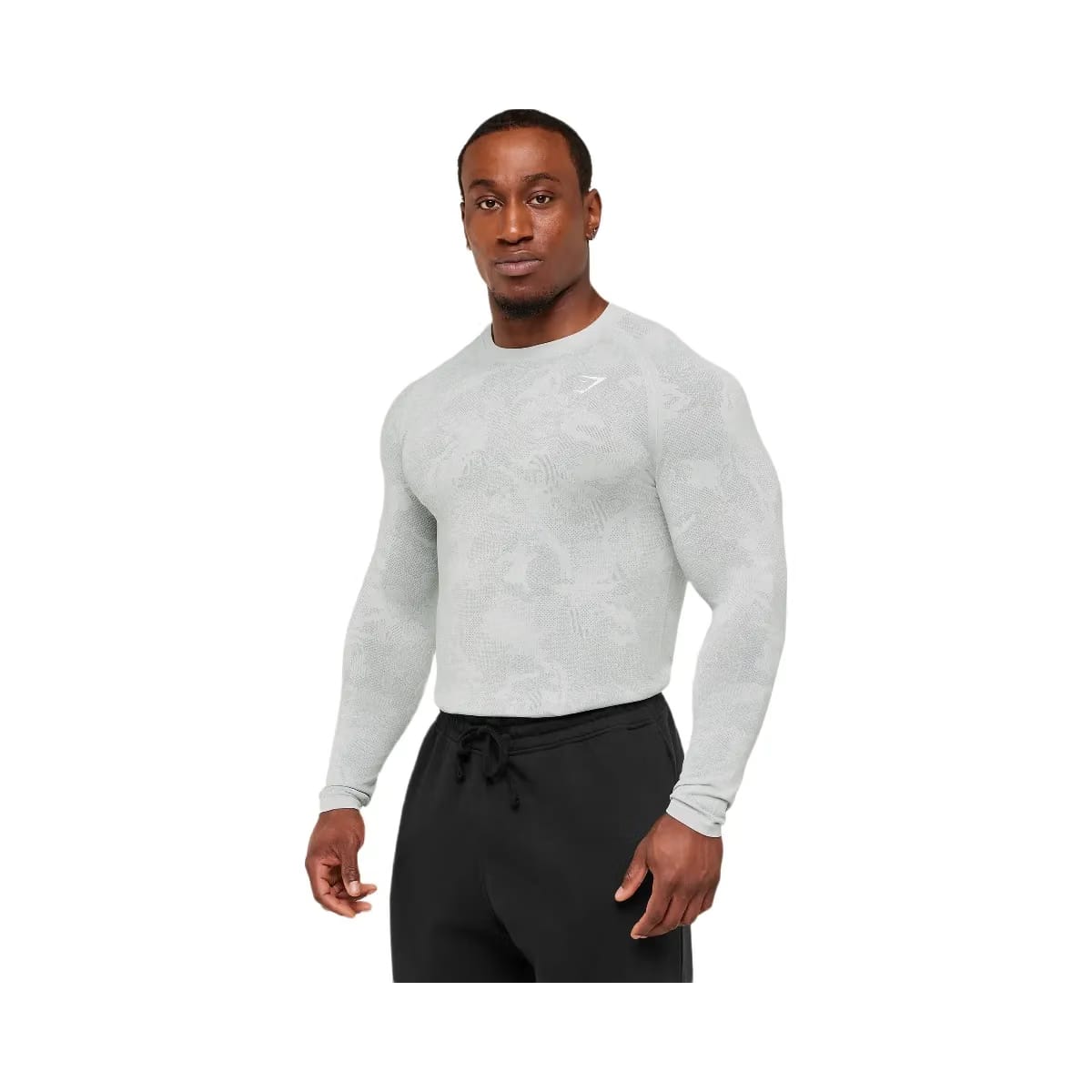 Gymshark Geo Seamless Long Sleeve T-Shirt "Light Grey Smokey Grey"