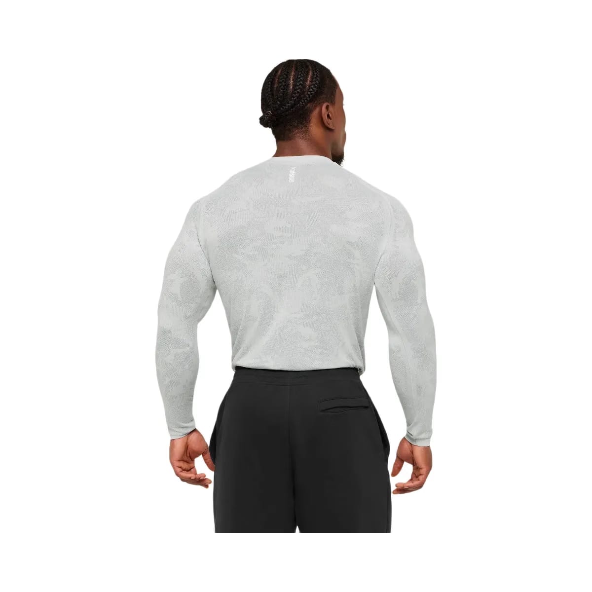 Gymshark Geo Seamless Long Sleeve T-Shirt "Light Grey Smokey Grey"