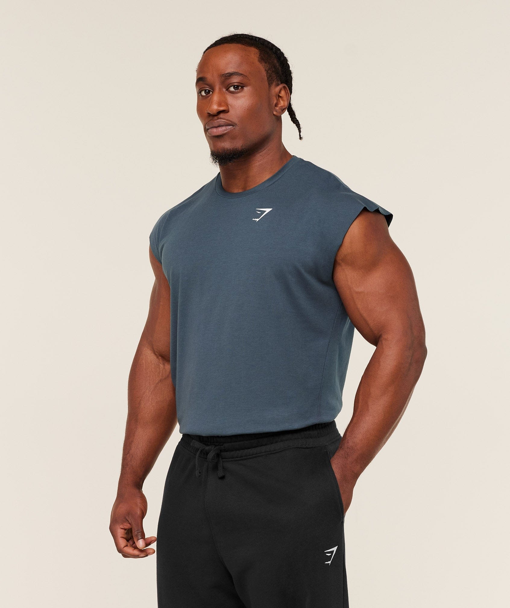 Gymshark Critical Cut Off Tank Gs Stealth Blue
