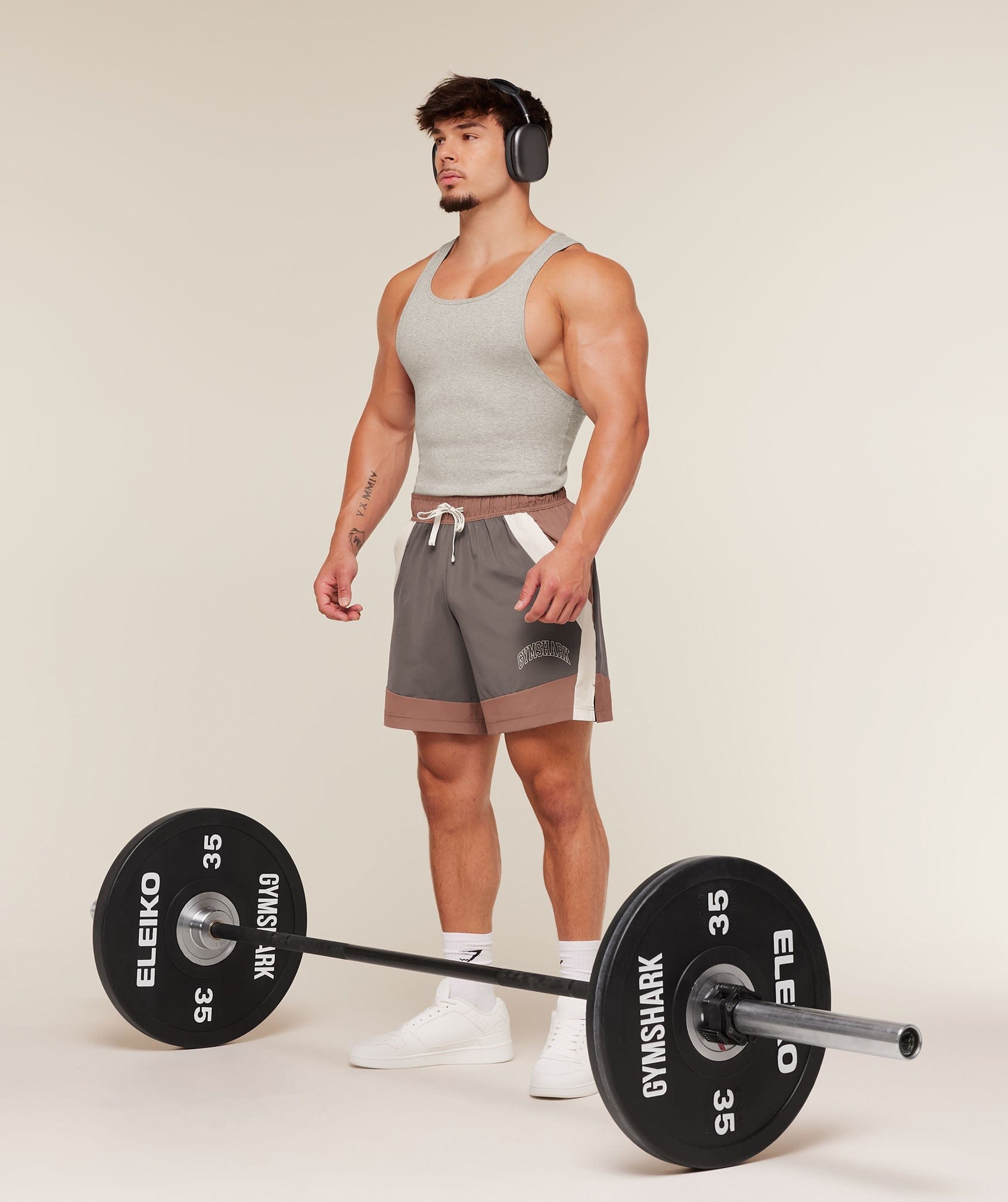 Gymshark Collegiate Tech Shorts Taupe Brown