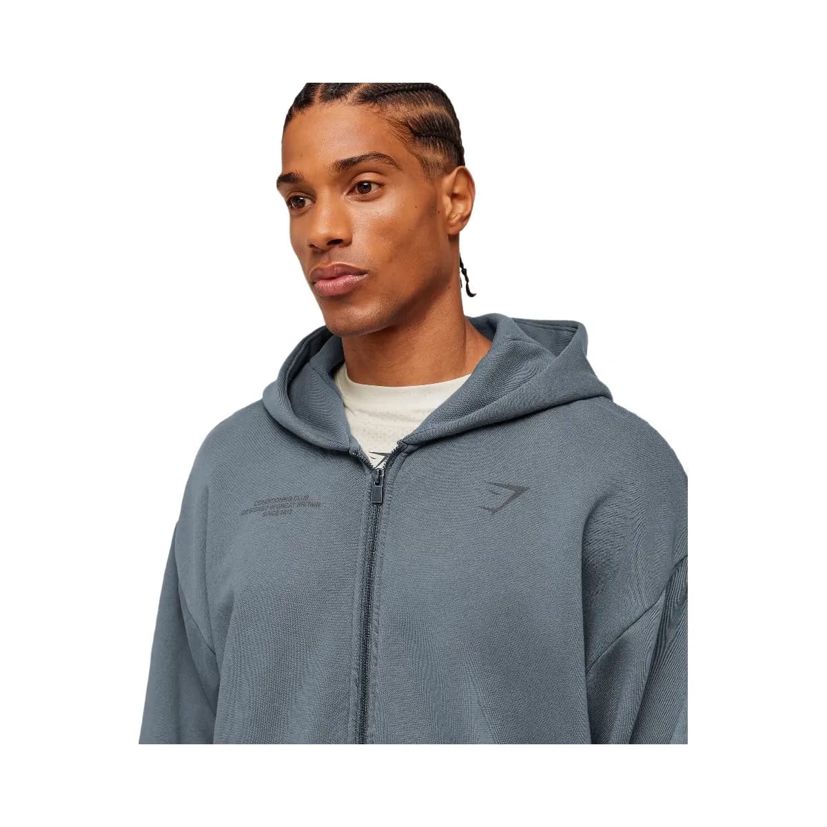 Gymshark Conditioning Club Washed Zip Through Hoodie "Iron Blue Wash"