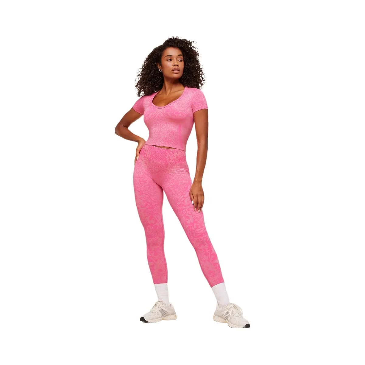 Gymshark Adapt Animal X Whitney Short Sleeve Top "Electric Pink Sorbet Yellow"