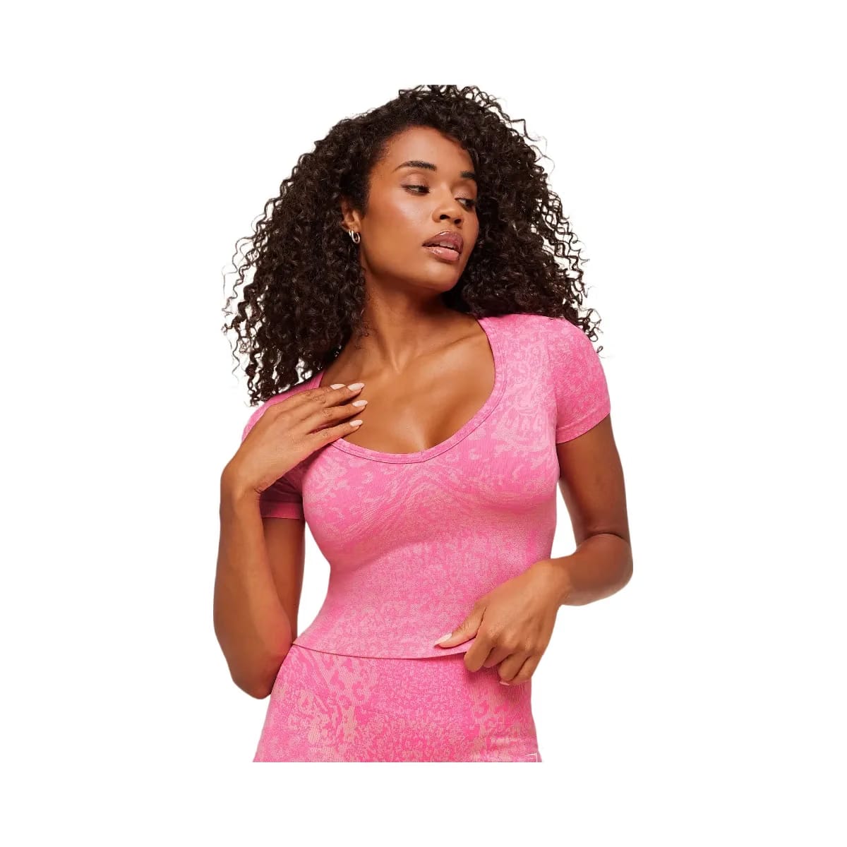 Gymshark Adapt Animal X Whitney Short Sleeve Top "Electric Pink Sorbet Yellow"
