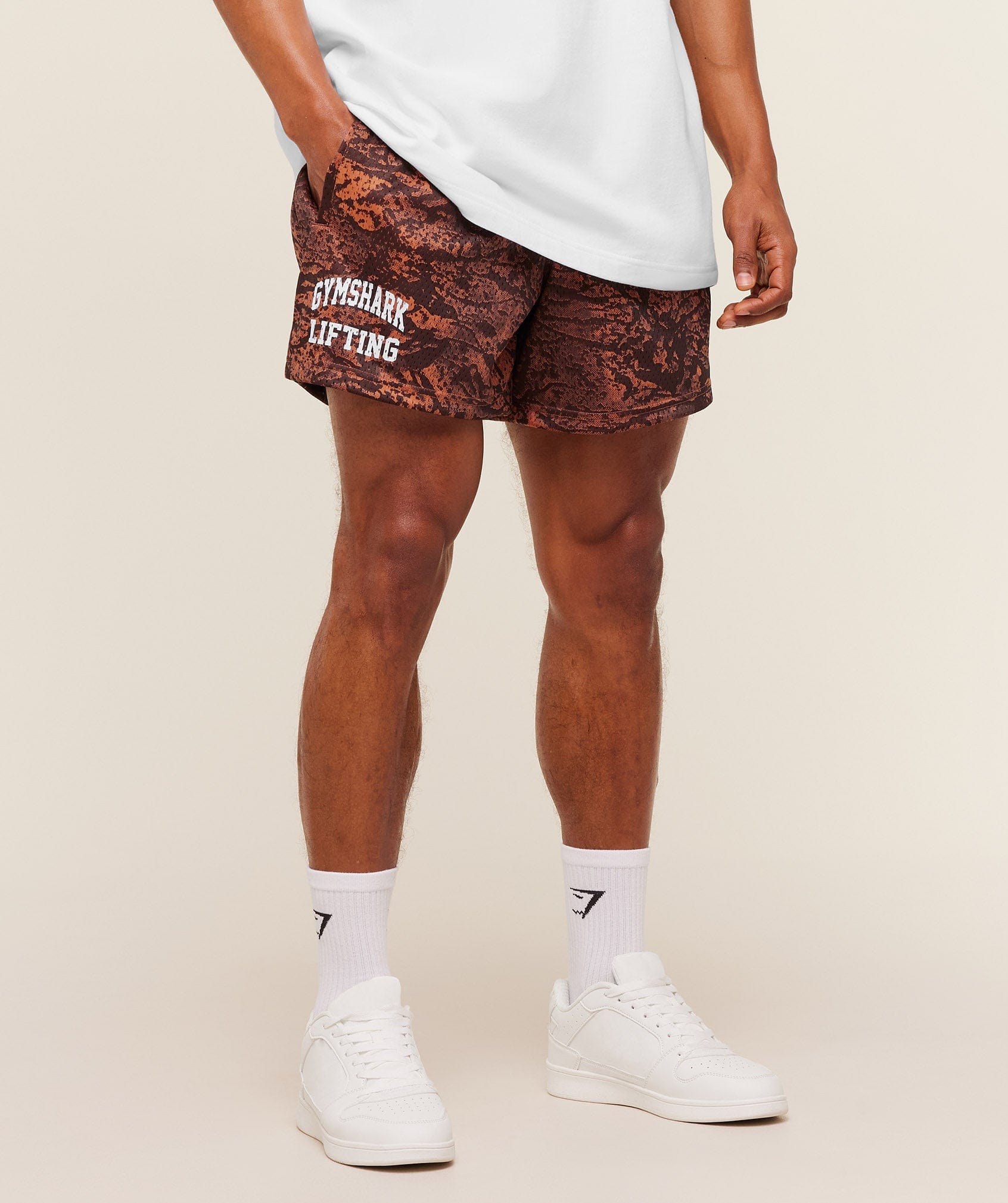 Gymshark Lifting Mesh 5" Shorts Terracotta Orange