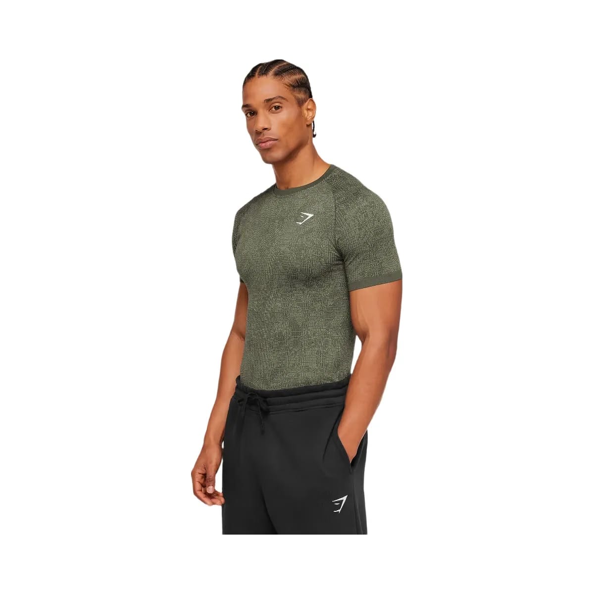 Gymshark Geo Seamless Grid T-Shirt "Strength Green Haze Green"