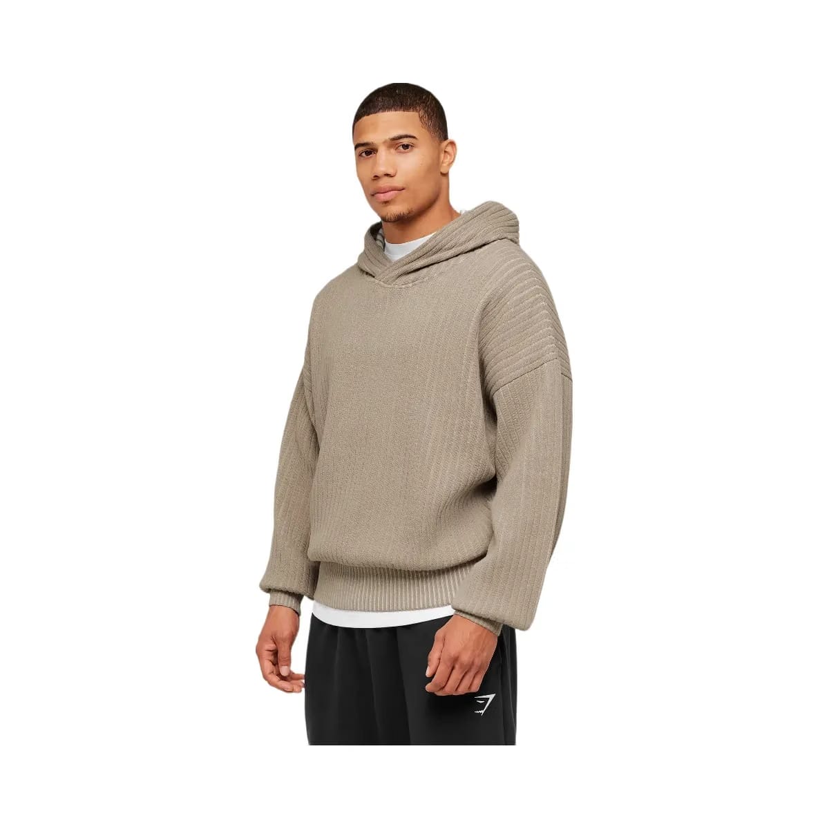 Gymshark x Saalt Studios Knitted Hoodie "Cement Brown Oat White"
