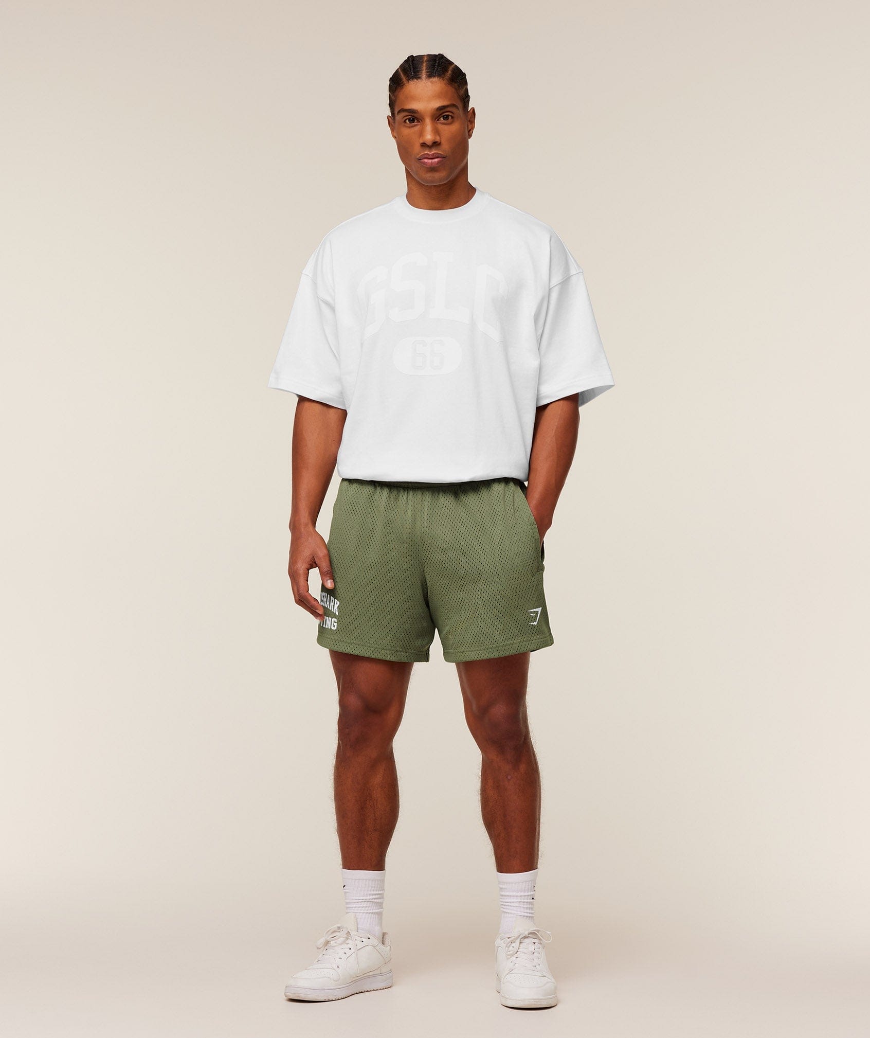 Gymshark Lifting Mesh 5" Shorts Gs Grounded Green