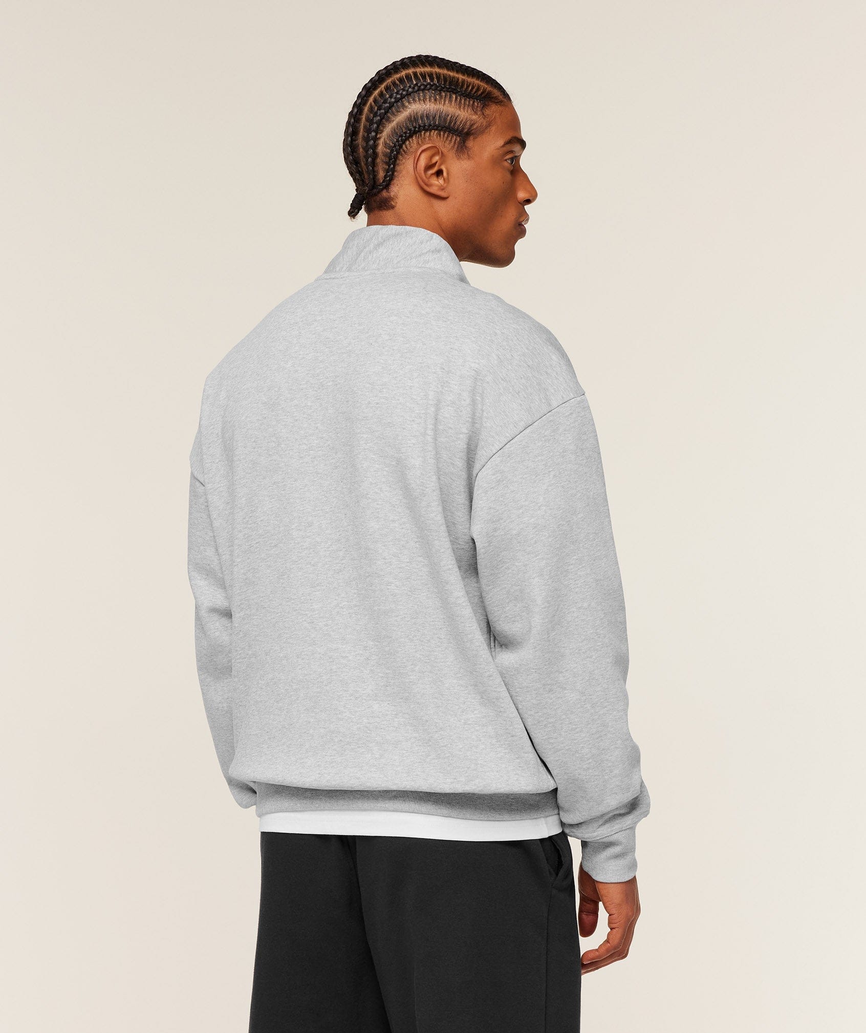 Gymshark Crest Oversized 1/4 Zip Light Grey Core Marl