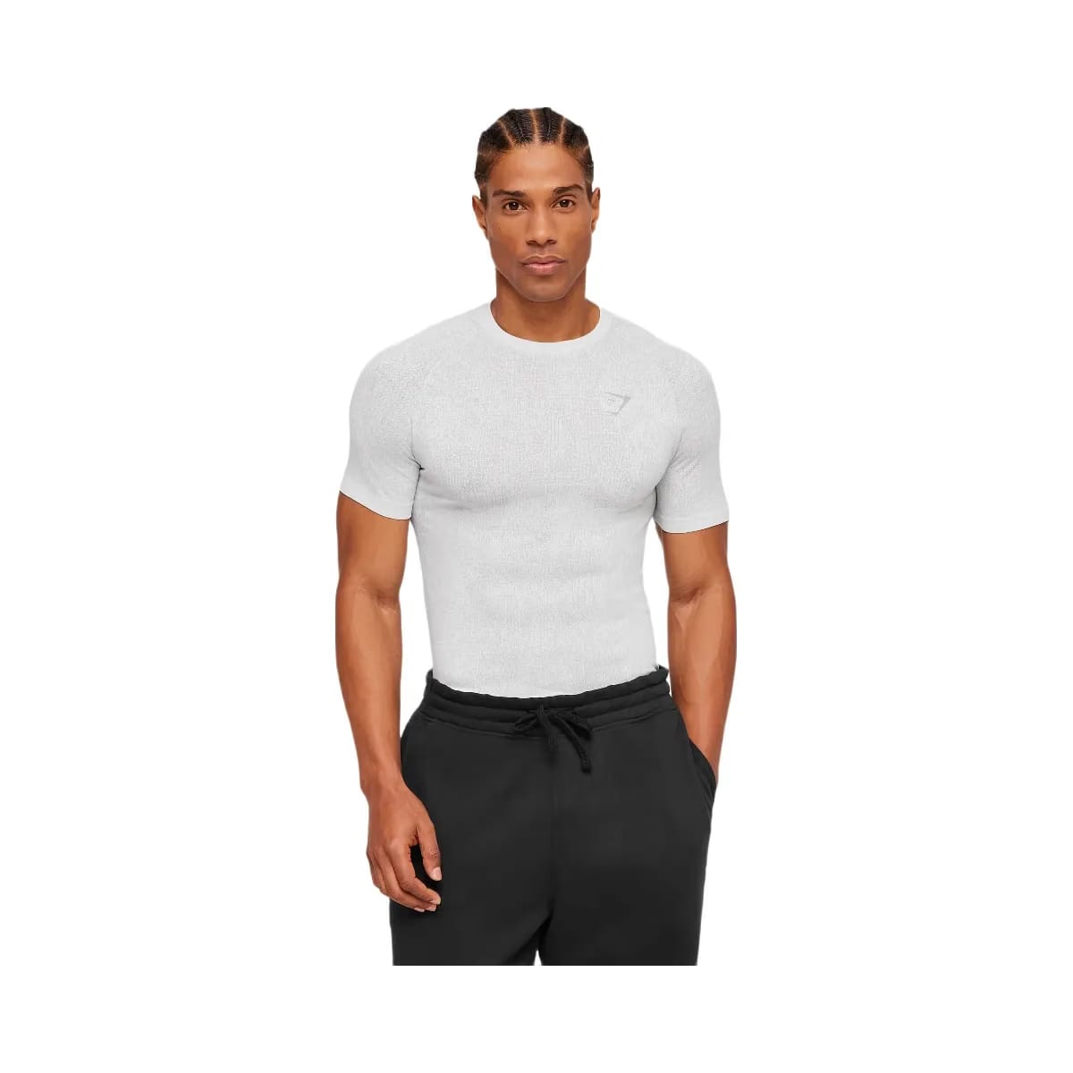 Gymshark Geo Seamless Grid T-Shirt "White Silver Grey"