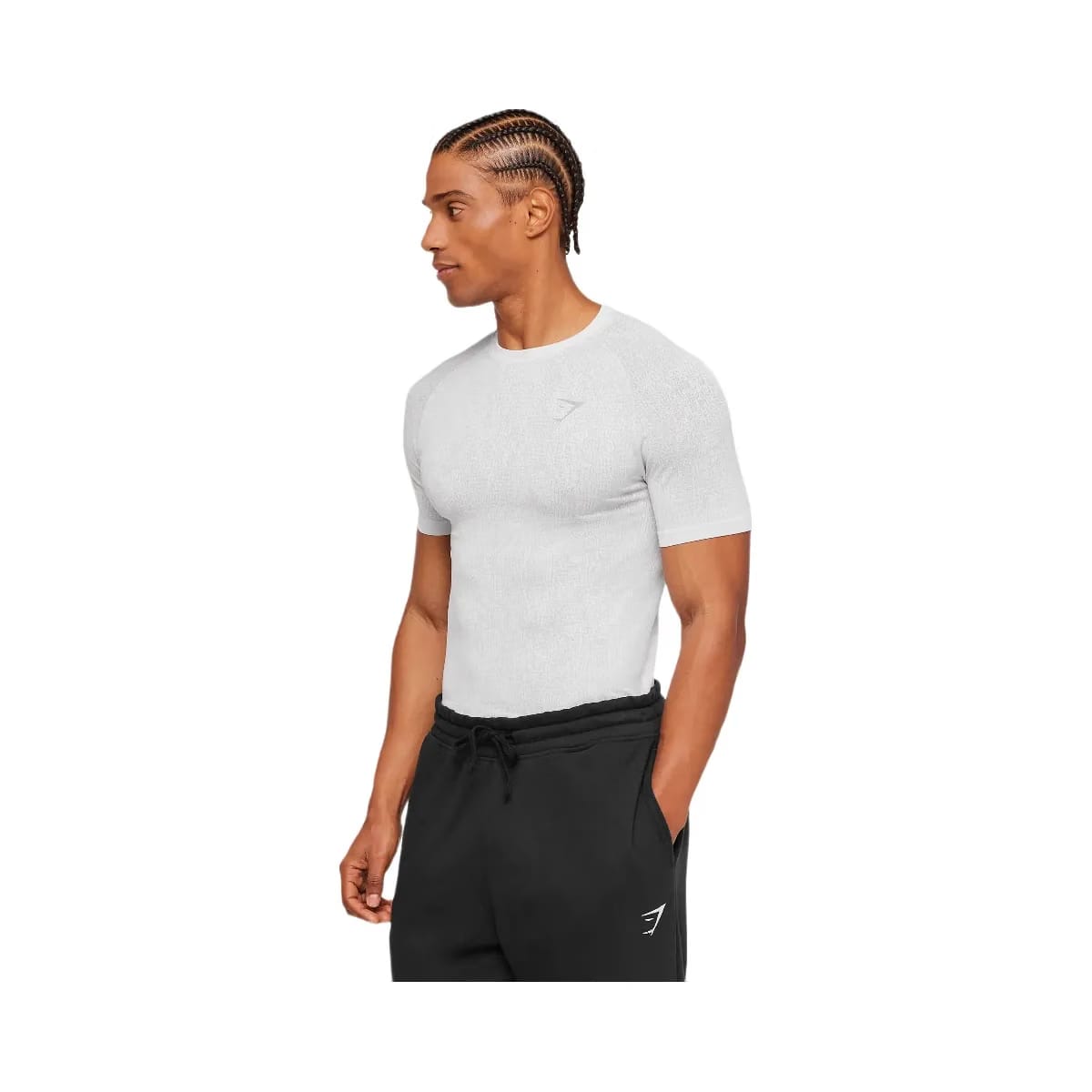 Gymshark Geo Seamless Grid T-Shirt "White Silver Grey"