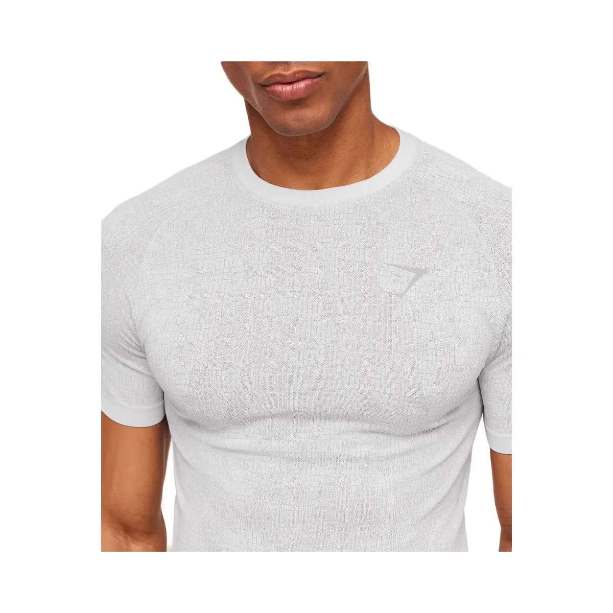 Gymshark Geo Seamless Grid T-Shirt "White Silver Grey"