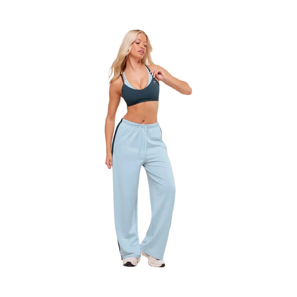 Gymshark Retro Stripe Snap Pants "Smoke Blue Deep Petrol Blue"