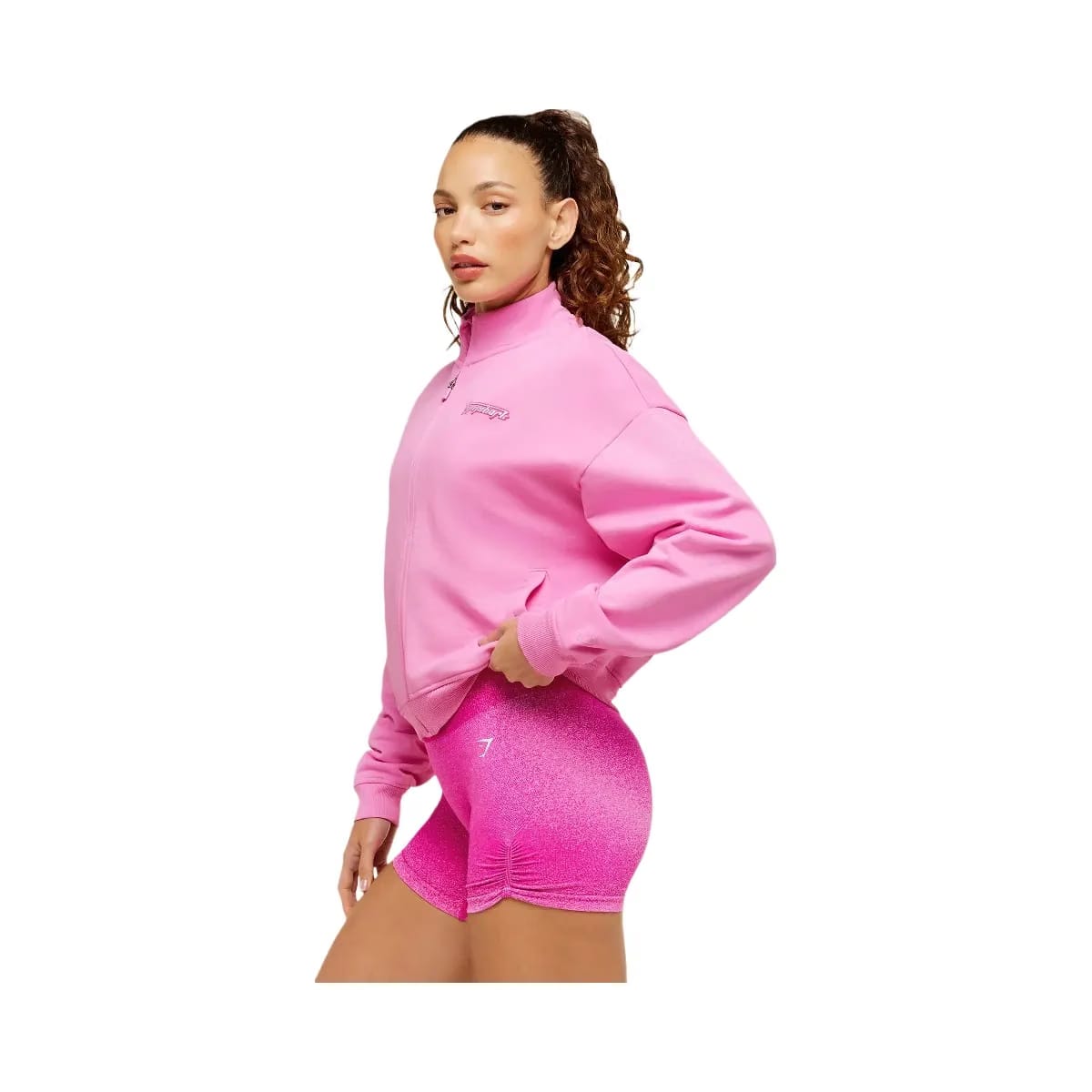 Gymshark Script Embroidery Full Zip Jacket "Focus Pink"