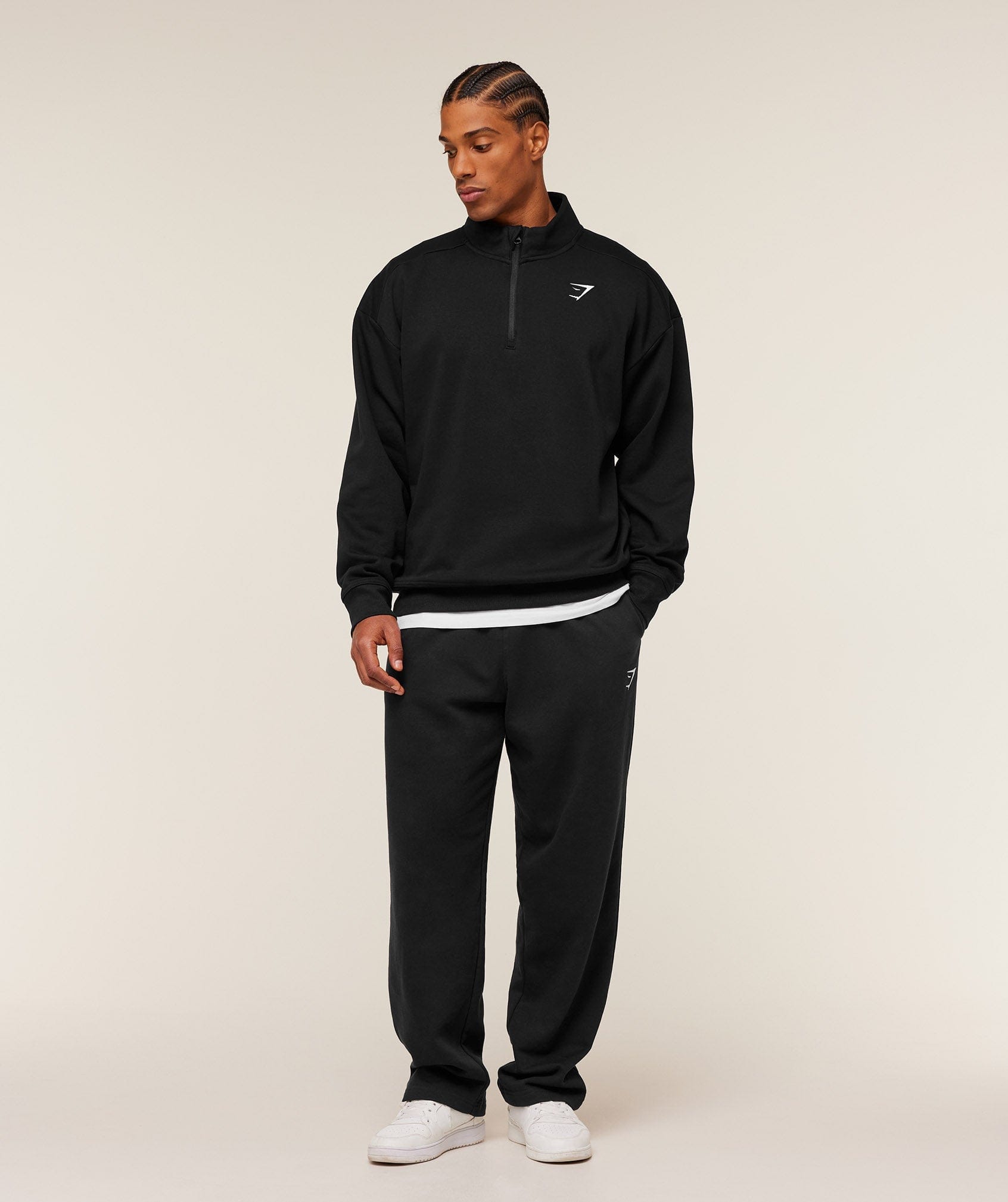 Gymshark Crest Oversized 1/4 Zip Gs Black