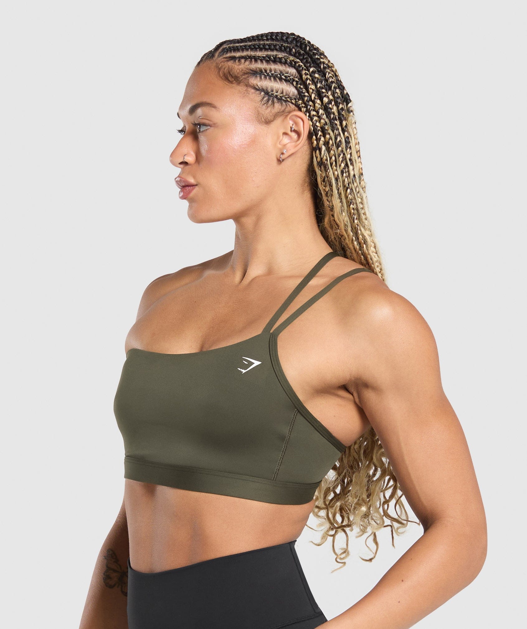 Gymshark One Shoulder Sports Bra - Weighted Green