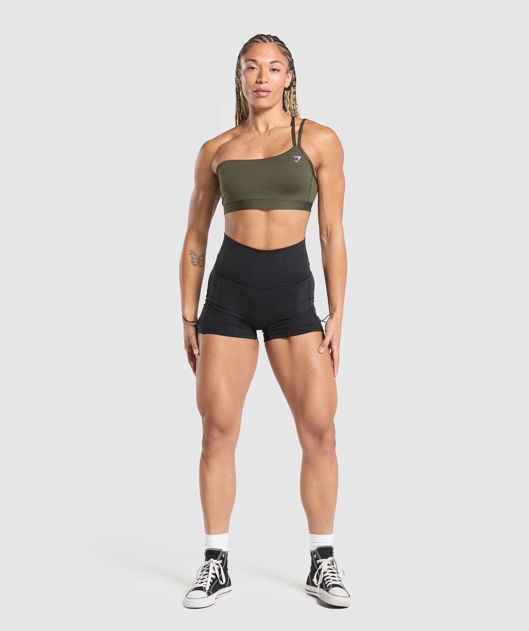 Gymshark One Shoulder Sports Bra - Weighted Green
