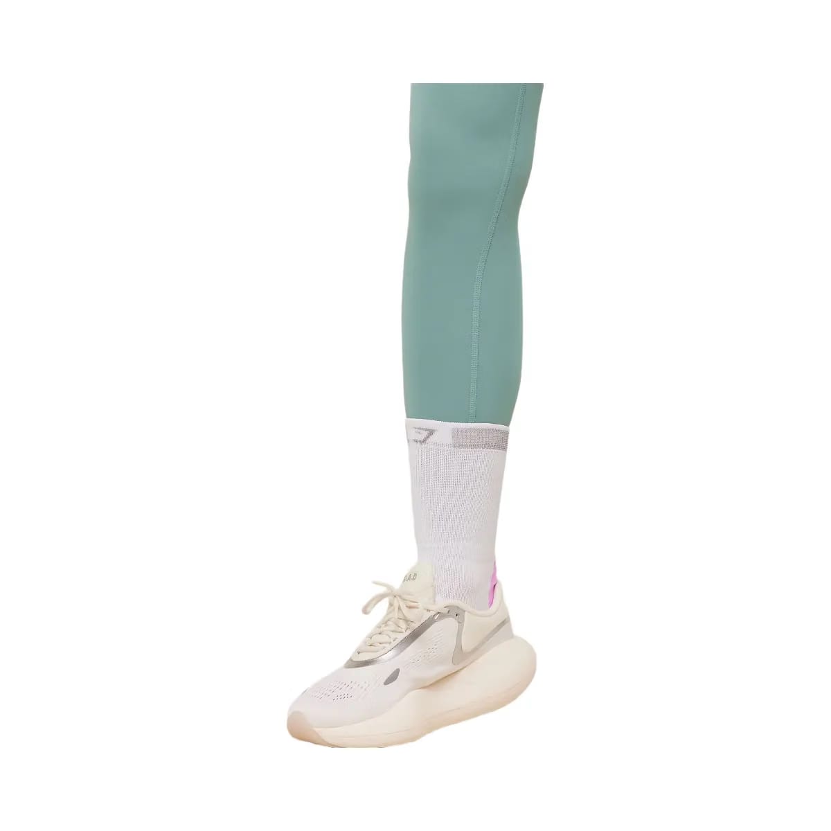 Gymshark Running Elite Crew Sock Single "White Brand Blue Sour Pink"