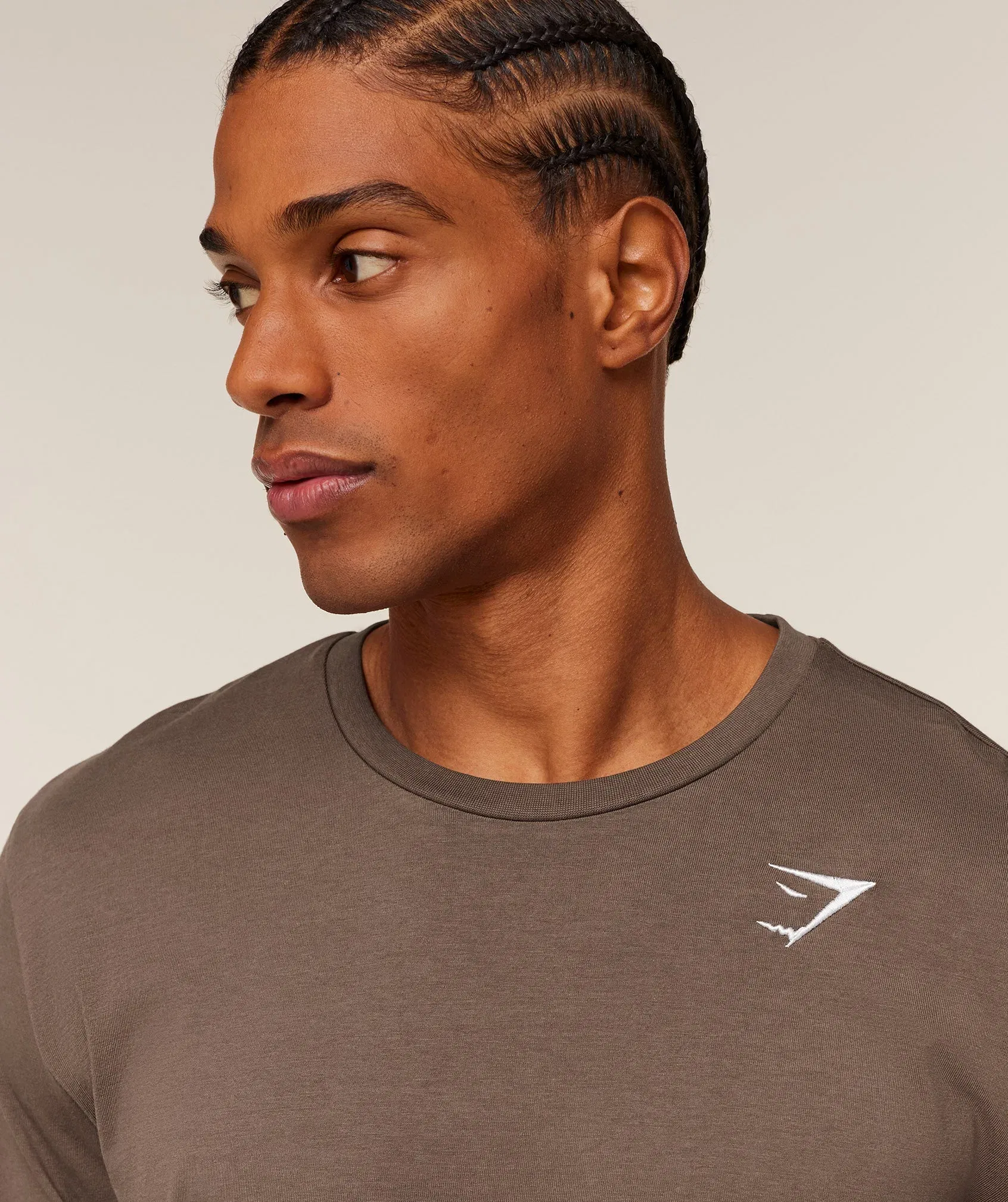 Gymshark Crest Long Sleeve T-Shirt Soft Brown