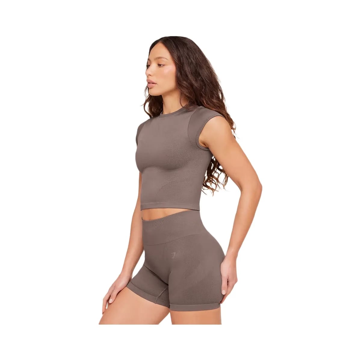 Gymshark Poise Crew Neck Short Sleeve Top "Cool Brown"