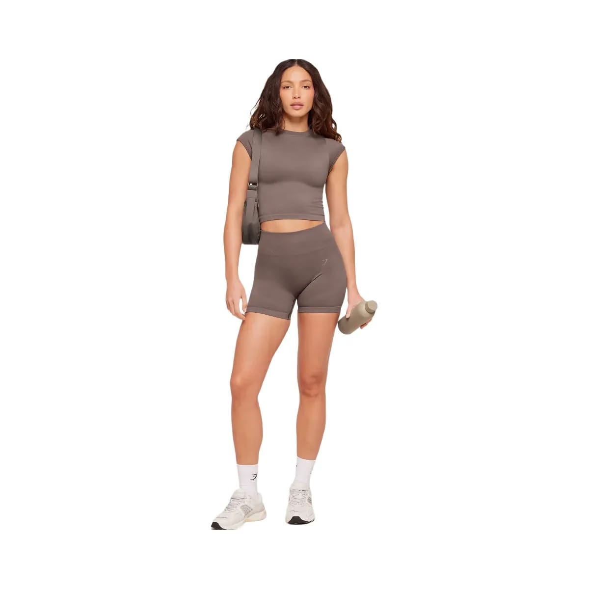 Gymshark Poise Crew Neck Short Sleeve Top "Cool Brown"